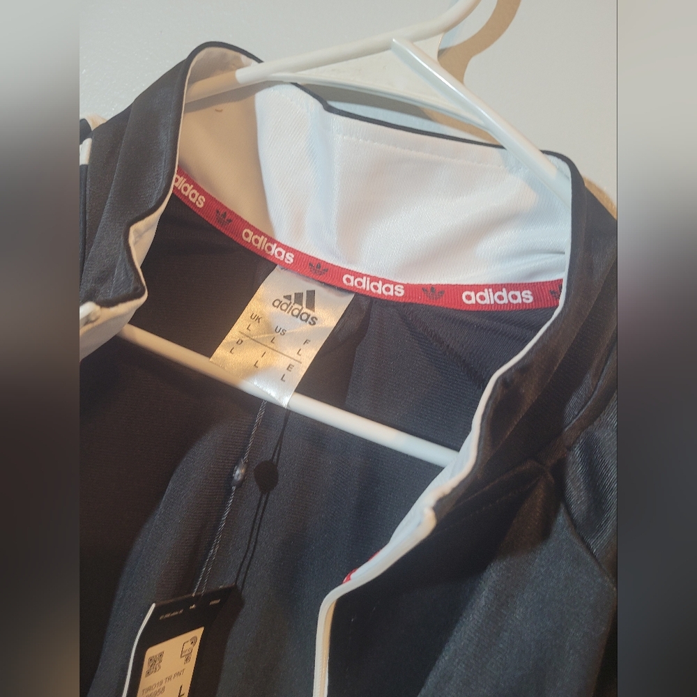 Adidas Black Track Jacket with White Stripes. - Picture 12 of 12